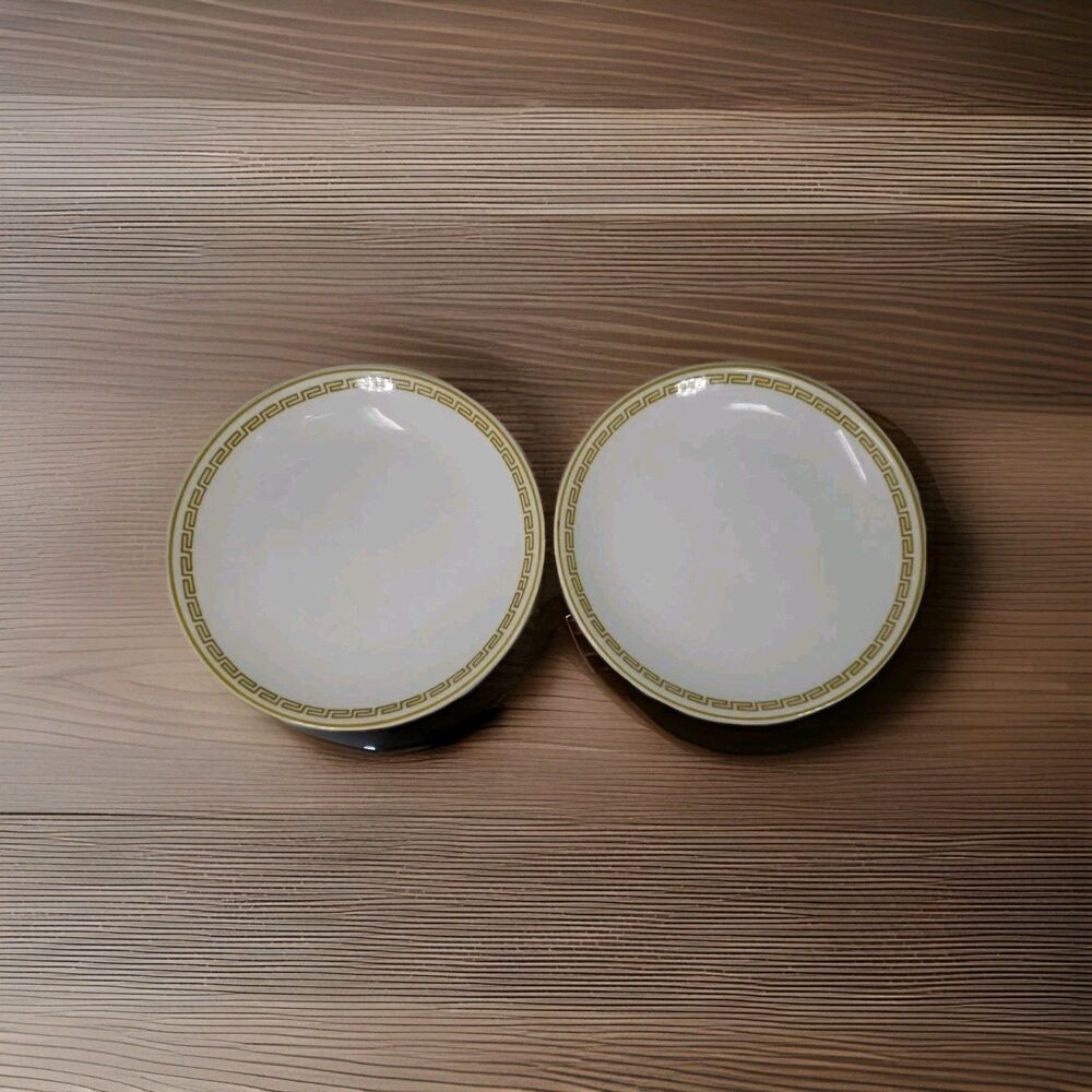 Two Homer Laughlin Best China USA Athena Empire Greek Key Dessert Plates 6.5"